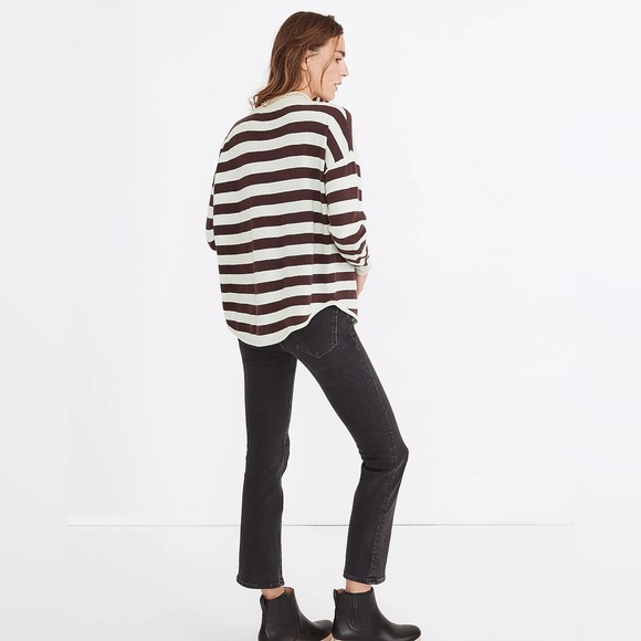 New Madewell S Ashbury Mockneck Sweater Kelsey Stripe Sunfaded Mint MC028 NWT - Picture 3 of 8
